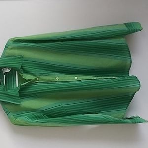 Liz Claiborne Woman's Button down Shirt Green XL 100% cotton